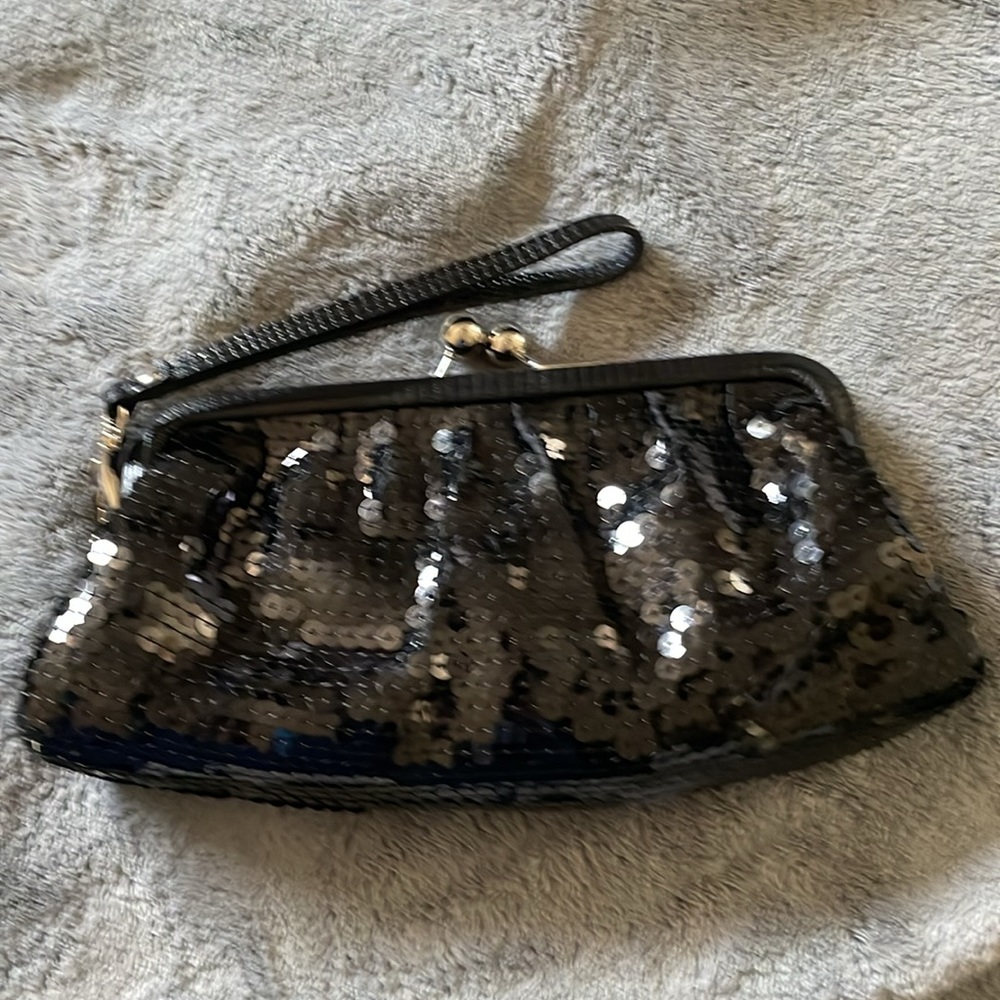 Coach sequin black evening bag purse clutch